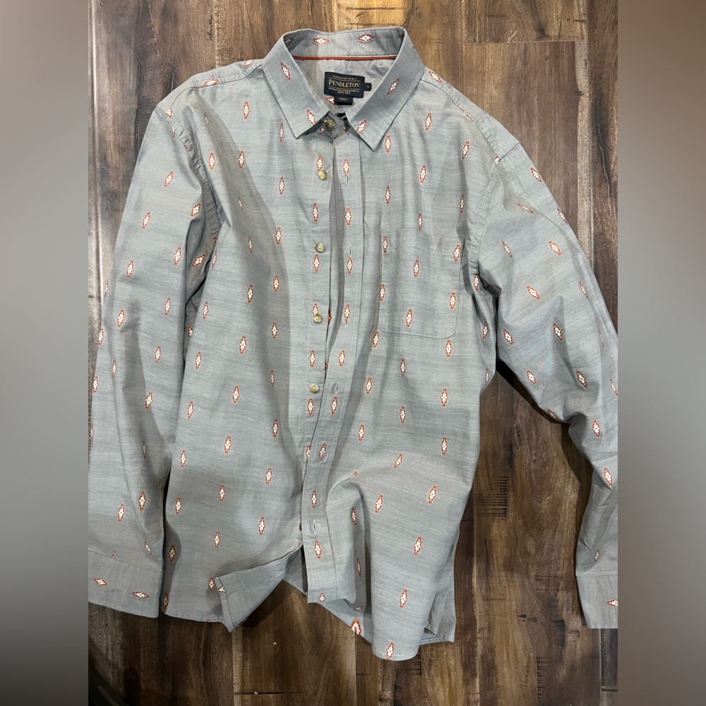 Pendleton Blue Patterned Men's Shirt - image 1